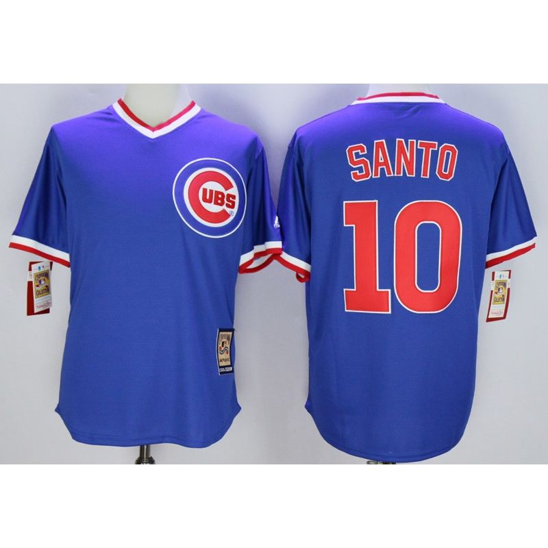 Cheap Ron Santo Cubs Jersey From China Blue throwback #10 In Men Women Youth Size