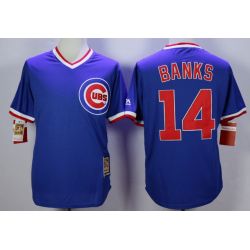 Cheap Ernie Banks Cubs Jersey From China Blue throwback #14 In Men Women Youth Size