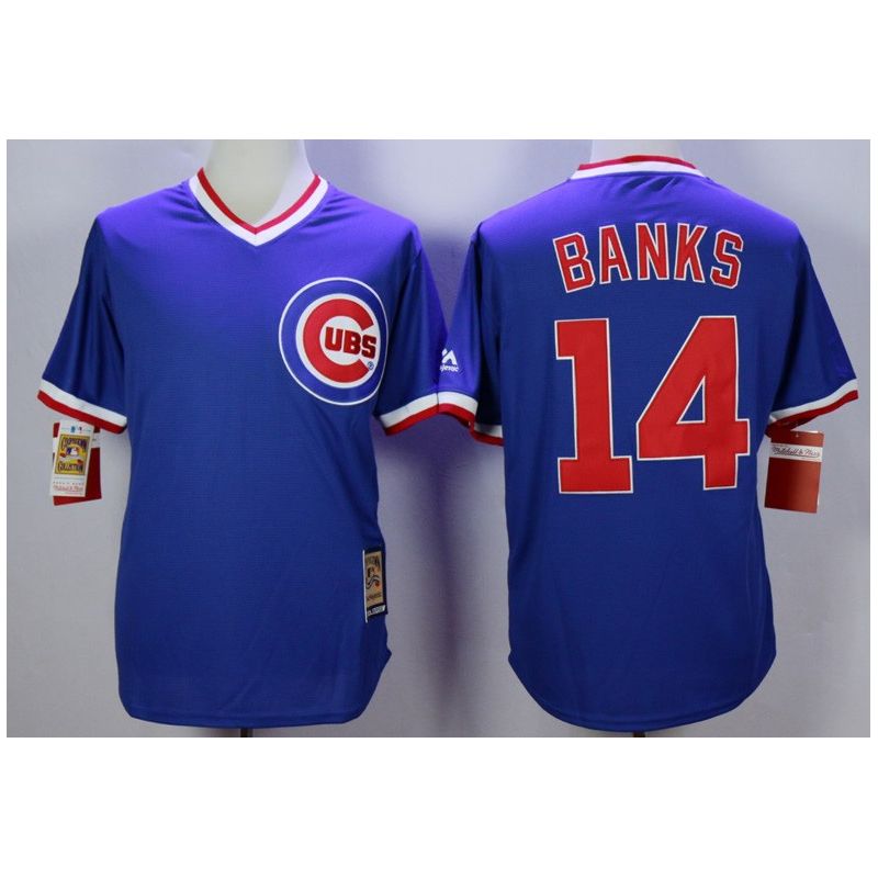 Cheap Ernie Banks Cubs Jersey From China Blue throwback #14 In Men Women Youth Size