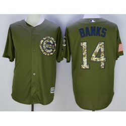 Cheap Ernie Banks Cubs Jersey From China Olive Salute To Service #14 In Men Women Youth Size