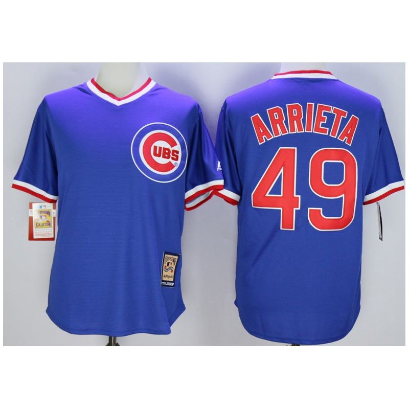 Cheap Jake Arrieta Cubs Jersey From China Blue throwback #49 In Men Women Youth Size