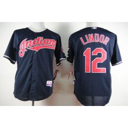 Cheap Francisco Lindor Indians Jersey From China Blue #12 In Men Women Youth Size