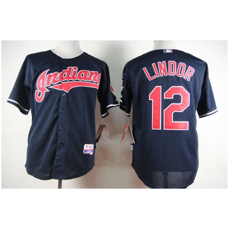 Cheap Francisco Lindor Indians Jersey From China Blue #12 In Men Women Youth Size Cheap Francisco Lindor Indians Jersey From China Blue #12 In Men Women Youth Size