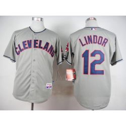 Cheap Francisco Lindor Indians Jersey From China Grey #12 In Men Women Youth Size