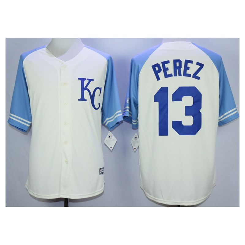 Cheap Salvador Perez Royals Jersey From China White 2015 Vintage #13 In Men Women Youth Size