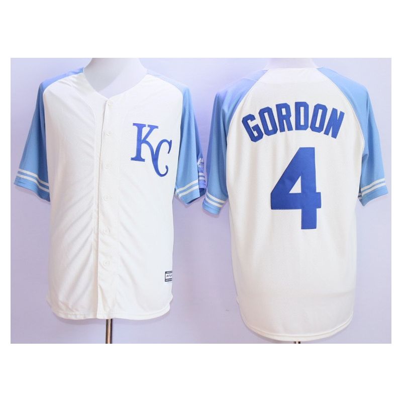 Cheap Alex Gordon Royals Jersey From China White 2015 Vintage #4 In Men Women Youth Size