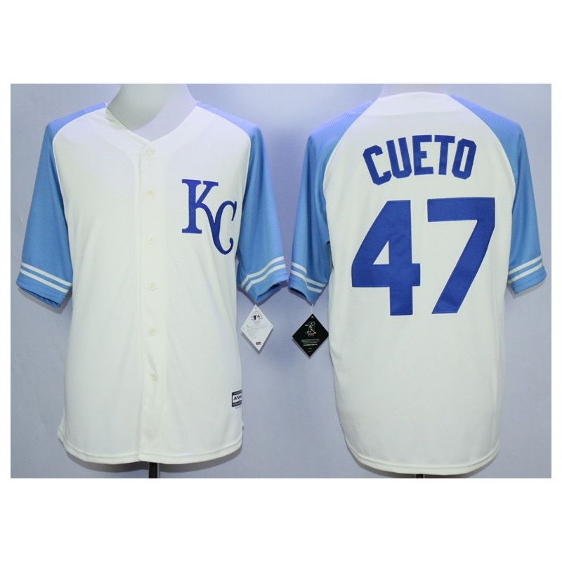 Cheap Johnny Cueto Royals Jersey From China White 2015 Vintage #47 In Men Women Youth Size