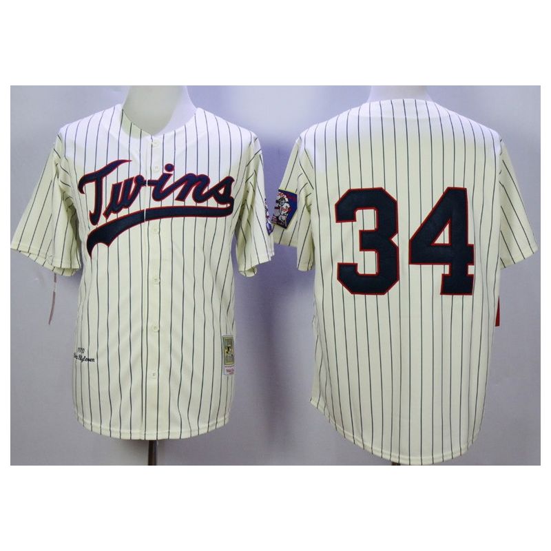 Cheap Kirby Puckett Twins Jersey From China Cream 1969 throwback #34 In Men Women Youth Size