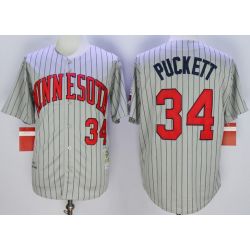 Cheap Kirby Puckett Twins Jersey From China Grey 1987 throwback #34 In Men Women Youth Size