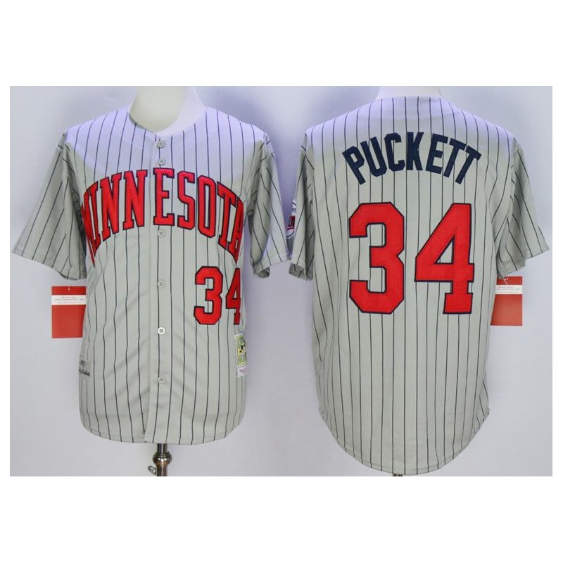 Cheap Kirby Puckett Twins Jersey From China Grey 1987 throwback #34 In Men Women Youth Size