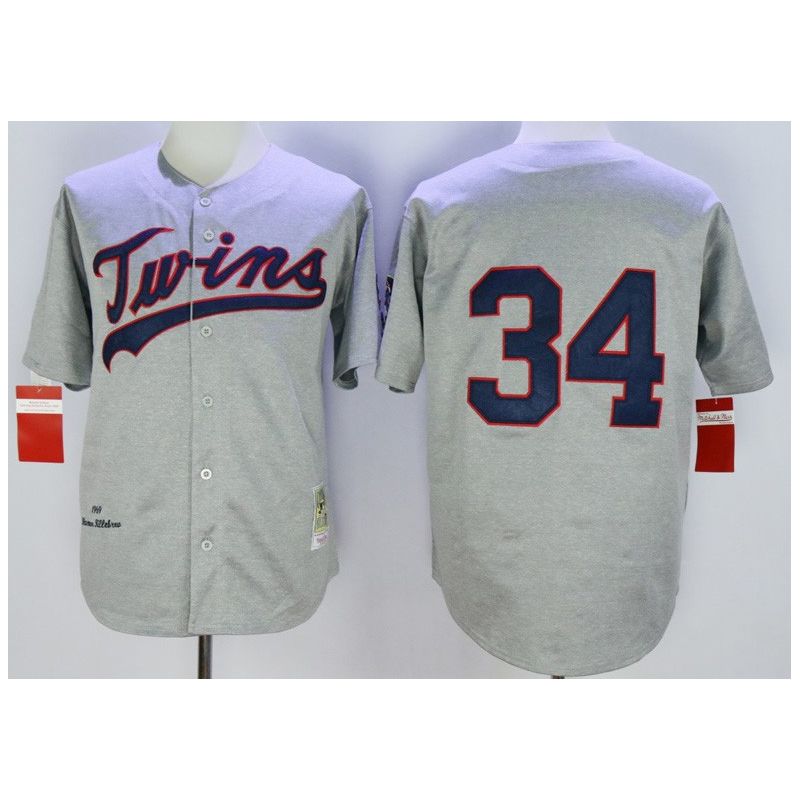 Cheap Kirby Puckett Twins Jersey From China HEMP Grey 1969 throwback #34 In Men Women Youth Size