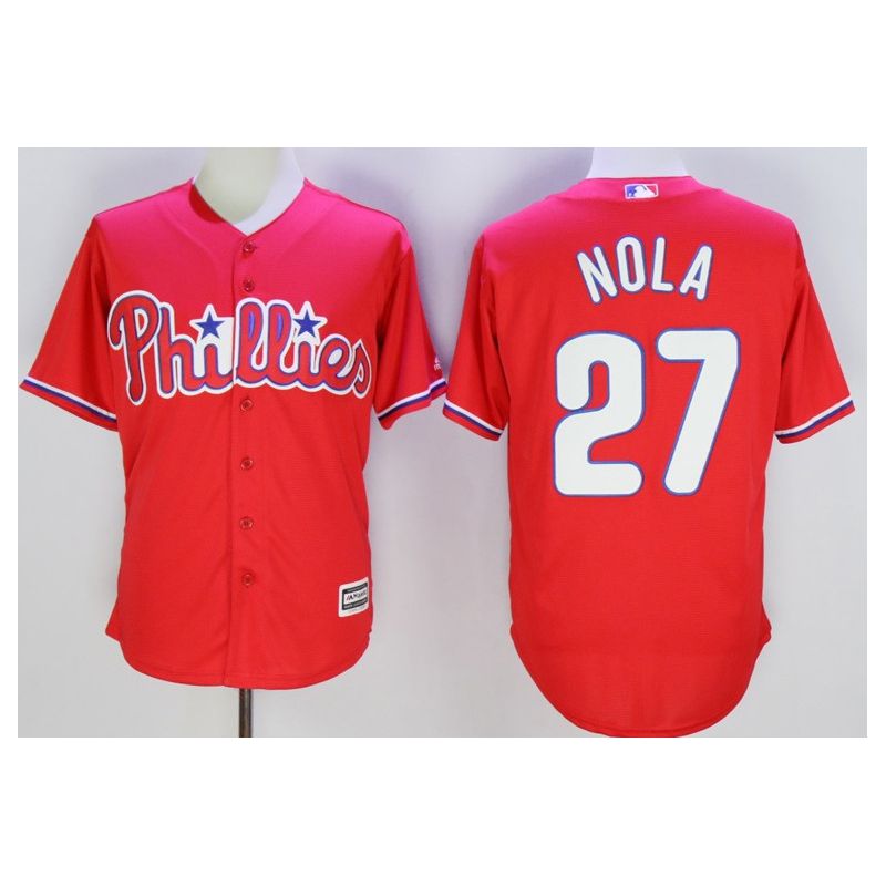 Cheap Aaron Nola Phillies Jersey From China Red #27 In Men Women Youth Size