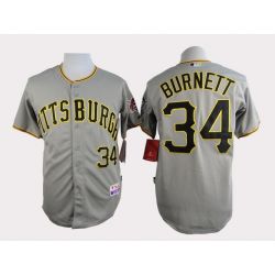 Cheap AJ Burnett Pirates Jersey From China Grey #34 In Men Women Youth Size