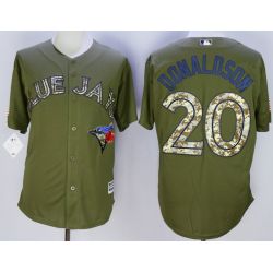 Cheap Josh Donaldson Blue Jays Jersey From China Olive Salute To Service #20 In Men Women Youth Size