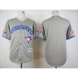 Cheap Blue Jays Jersey From China Grey with Commemorative Flag Patches In Men Women Youth Size