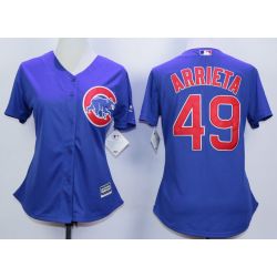 Cheap Jake Arrieta Cubs Women Jersey From China Blue #49