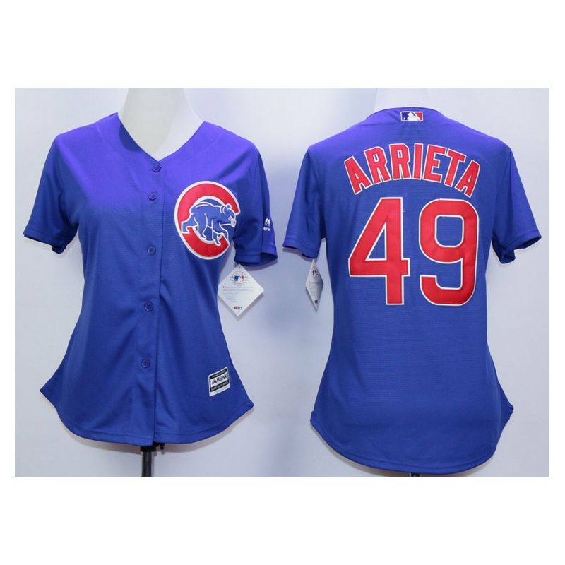 Cheap Jake Arrieta Cubs Women Jersey From China Blue #49