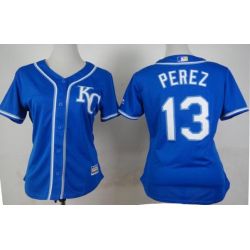 Cheap Salvador Perez Royals Women Jersey From China Blue 2015 new #13