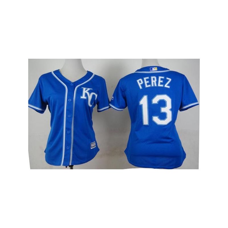 Cheap Salvador Perez Royals Women Jersey From China Blue 2015 new #13