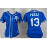 Cheap Salvador Perez Royals Women Jersey From China Blue 2015 new #13