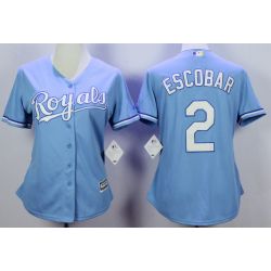 Cheap Alcides Escobar Royals Women Jersey From China Light Blue #2