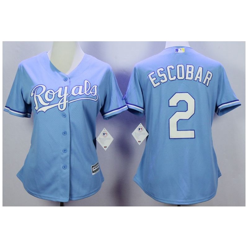 Cheap Alcides Escobar Royals Women Jersey From China Light Blue #2