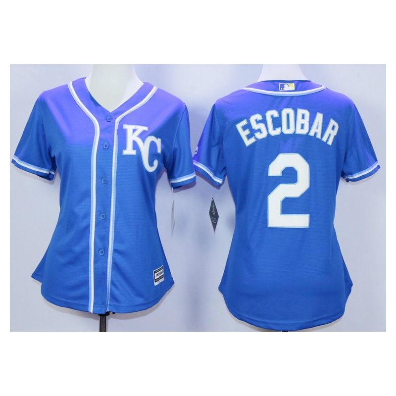 Cheap Alcides Escobar Royals Women Jersey From China Royal Blue #2