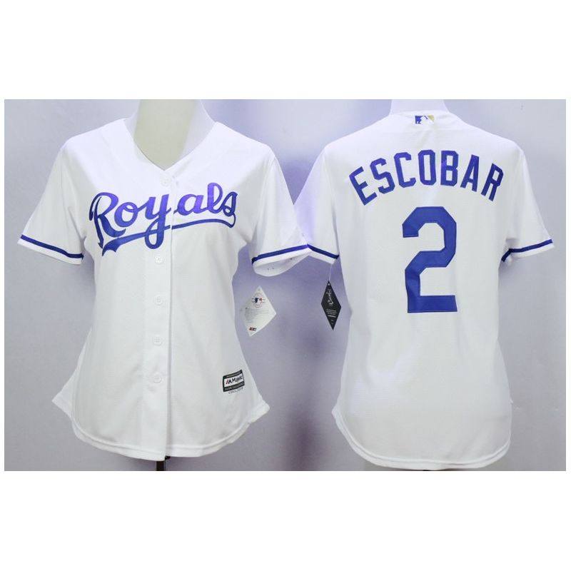 Cheap Alcides Escobar Royals Women Jersey From China White #2