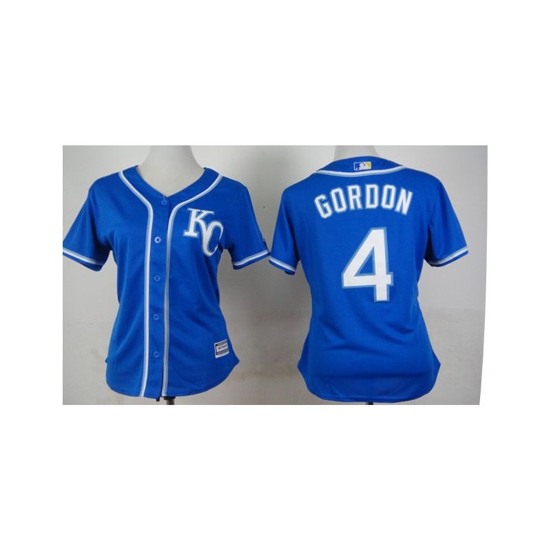 Cheap Alex Gordon Royals Women Jersey From China Blue 2015 new #4