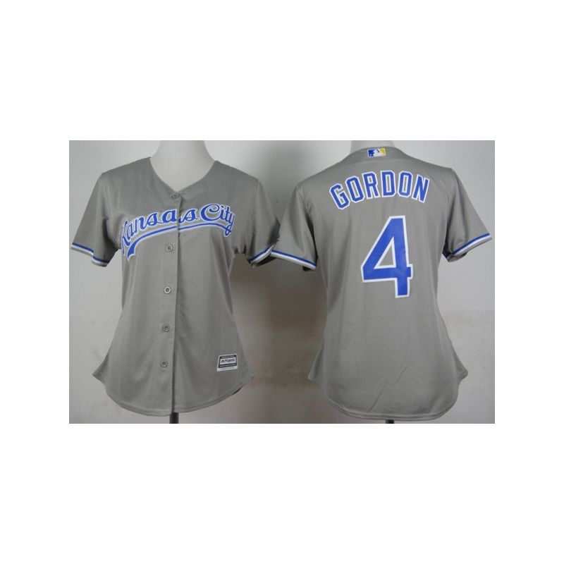 Cheap Alex Gordon Royals Women Jersey From China Grey #4