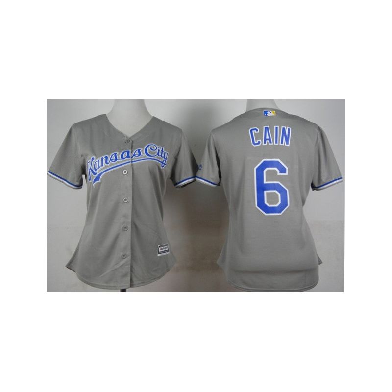 Cheap Lorenzo Cain Royals Women Jersey From China Grey #6