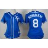 Cheap Mike Moustakas Royals Women Jersey From China Blue 2015 new #8