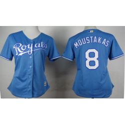 Cheap Mike Moustakas Royals Women Jersey From China Light Blue #8