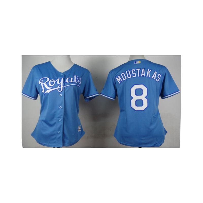 Cheap Mike Moustakas Royals Women Jersey From China Light Blue #8