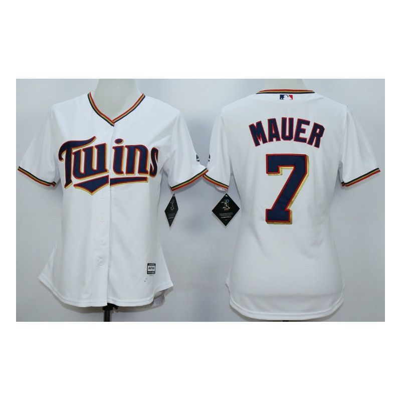 Cheap Joe Mauer Twins Women Jersey From China White 2015 #7