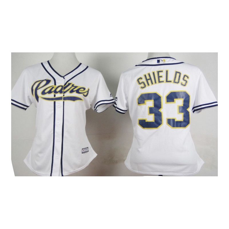 Cheap James Shields Padres Women Jersey From China White #33