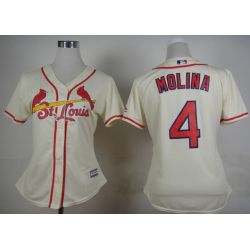 Cheap Yadier Molina Cardinals Women Jersey From China Cream #4
