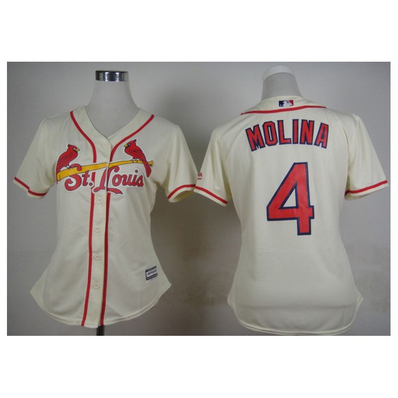 Cheap Yadier Molina Cardinals Women Jersey From China Cream #4 Cheap Yadier Molina Cardinals Women Jersey From China Cream #4