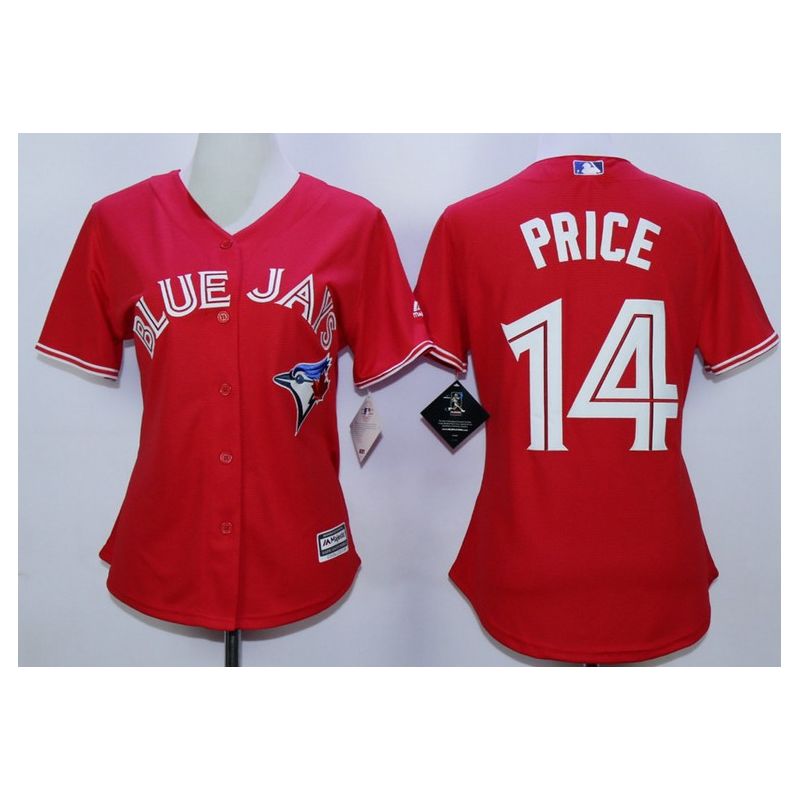 Cheap David Price Blue Jays Women Jersey From China Red #14