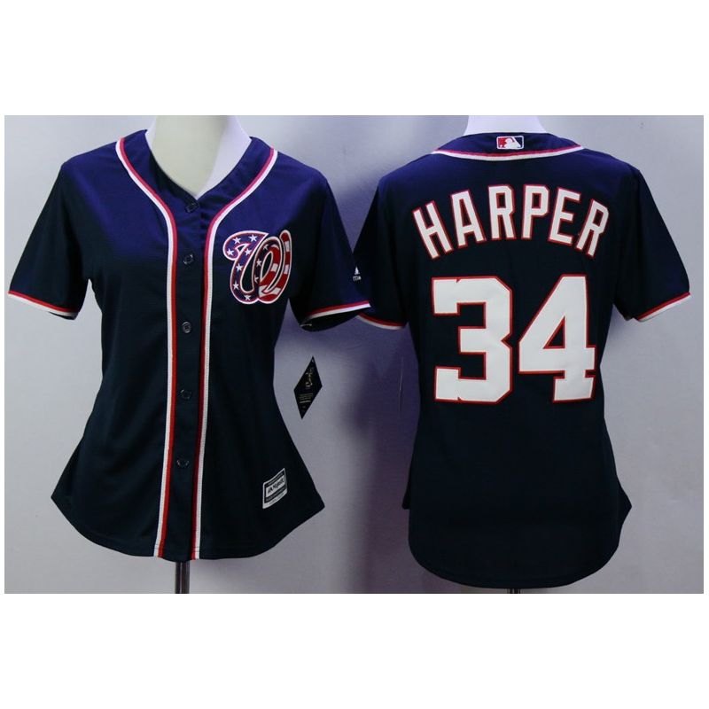 Cheap Bryce Harper Nationals Women Jersey From China Blue #34