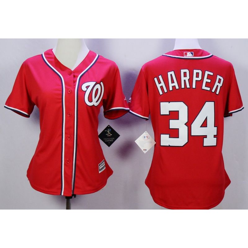 Cheap Bryce Harper Nationals Women Jersey From China Red #34