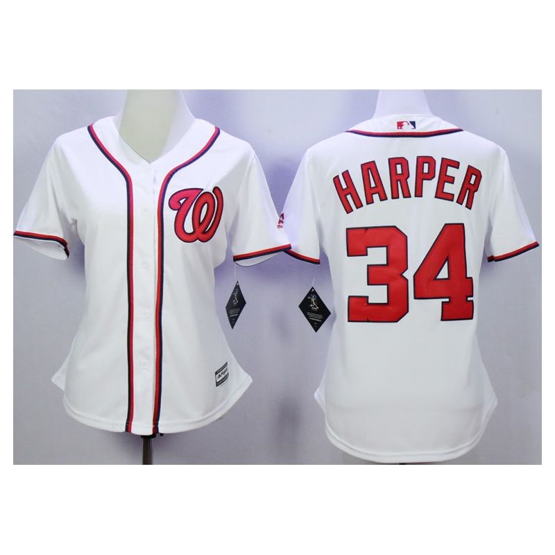 Cheap Bryce Harper Nationals Women Jersey From China White #34