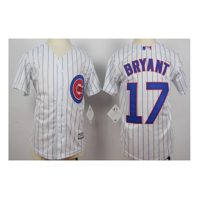 Cheap Kris Bryant Cubs Youth Jersey From China White Blue stripes #17