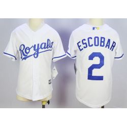 Cheap Alcides Escobar Royals Youth Jersey From China White 2016 #2