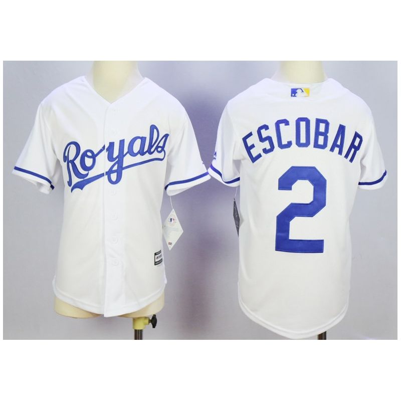 Cheap Alcides Escobar Royals Youth Jersey From China White 2016 #2