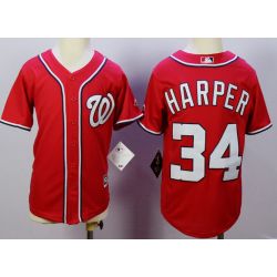 Cheap Bryce Harper Nationals Youth Jersey From China Red 2016 #34