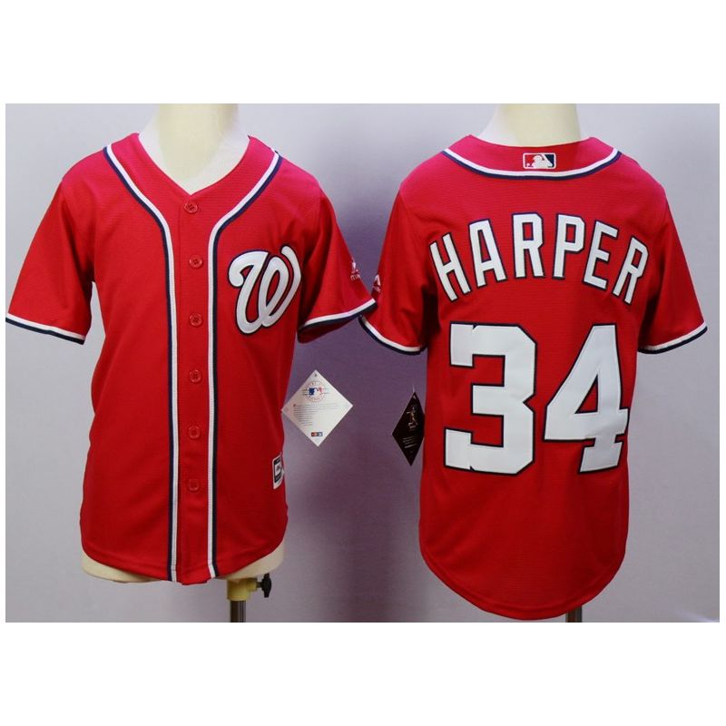 Cheap Bryce Harper Nationals Youth Jersey From China Red 2016 #34