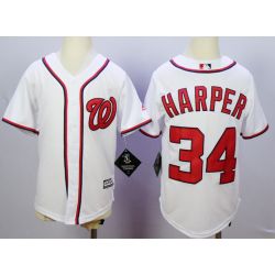 Cheap Bryce Harper Nationals Youth Jersey From China White 2016 #34