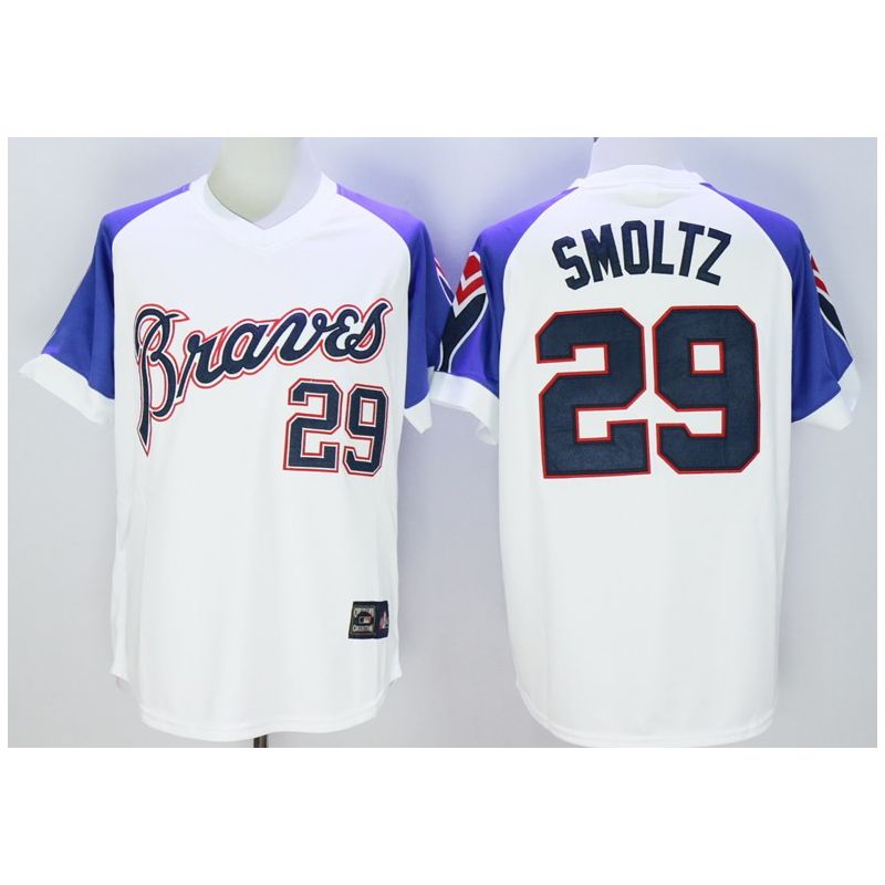 Cheap John Smoltz Braves Jersey From China White 1973 throwback #29