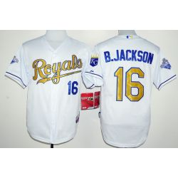 Cheap Bo Jackson Royals Jersey From China White World Series Champions Gold Program #16